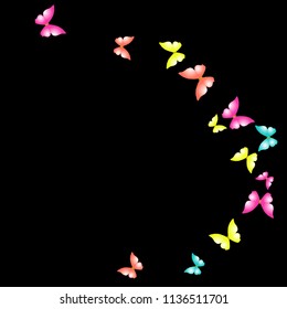Summer Background with Colorful Butterflies. Simple Feminine Pattern for Card, Invitation, Print. Trendy Decoration with Beautiful Butterfly Silhouettes. Vector Background with Moth
