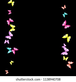 Summer Background with Colorful Butterflies. Simple Feminine Pattern for Card, Invitation, Print. Trendy Decoration with Beautiful Butterfly Silhouettes. Vector Background with Moth
