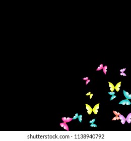 Summer Background with Colorful Butterflies. Simple Feminine Pattern for Card, Invitation, Print. Trendy Decoration with Beautiful Butterfly Silhouettes. Vector Background with Moth
