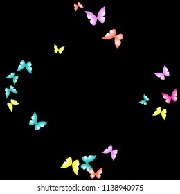 Summer Background with Colorful Butterflies. Simple Feminine Pattern for Card, Invitation, Print. Trendy Decoration with Beautiful Butterfly Silhouettes. Vector Background with Moth
