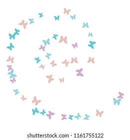 Summer Background with Colorful Butterflies. Simple Feminine Pattern for Card, Invitation, Print. Trendy Decoration with Beautiful Butterfly Silhouettes. Vector Background with Moth
