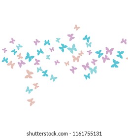 Summer Background with Colorful Butterflies. Simple Feminine Pattern for Card, Invitation, Print. Trendy Decoration with Beautiful Butterfly Silhouettes. Vector Background with Moth
