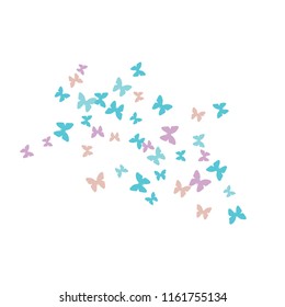 Summer Background with Colorful Butterflies. Simple Feminine Pattern for Card, Invitation, Print. Trendy Decoration with Beautiful Butterfly Silhouettes. Vector Background with Moth
