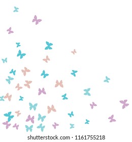 Summer Background with Colorful Butterflies. Simple Feminine Pattern for Card, Invitation, Print. Trendy Decoration with Beautiful Butterfly Silhouettes. Vector Background with Moth
