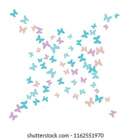 Summer Background with Colorful Butterflies. Simple Feminine Pattern for Card, Invitation, Print. Trendy Decoration with Beautiful Butterfly Silhouettes. Vector Background with Moth
