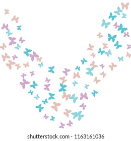 Summer Background with Colorful Butterflies. Simple Feminine Pattern for Card, Invitation, Print. Trendy Decoration with Beautiful Butterfly Silhouettes. Vector Background with Moth
