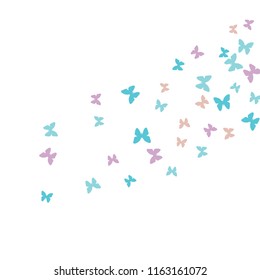 Summer Background with Colorful Butterflies. Simple Feminine Pattern for Card, Invitation, Print. Trendy Decoration with Beautiful Butterfly Silhouettes. Vector Background with Moth
