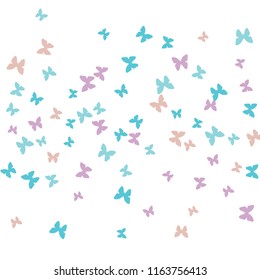 Summer Background with Colorful Butterflies. Simple Feminine Pattern for Card, Invitation, Print. Trendy Decoration with Beautiful Butterfly Silhouettes. Vector Background with Moth
