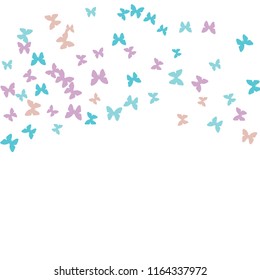 Summer Background with Colorful Butterflies. Simple Feminine Pattern for Card, Invitation, Print. Trendy Decoration with Beautiful Butterfly Silhouettes. Vector Background with Moth
