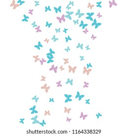 Summer Background with Colorful Butterflies. Simple Feminine Pattern for Card, Invitation, Print. Trendy Decoration with Beautiful Butterfly Silhouettes. Vector Background with Moth
