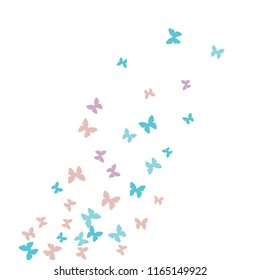 Summer Background with Colorful Butterflies. Simple Feminine Pattern for Card, Invitation, Print. Trendy Decoration with Beautiful Butterfly Silhouettes. Vector Background with Moth
