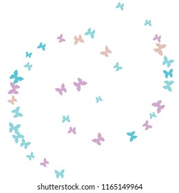 Summer Background with Colorful Butterflies. Simple Feminine Pattern for Card, Invitation, Print. Trendy Decoration with Beautiful Butterfly Silhouettes. Vector Background with Moth
