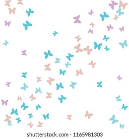 Summer Background with Colorful Butterflies. Simple Feminine Pattern for Card, Invitation, Print. Trendy Decoration with Beautiful Butterfly Silhouettes. Vector Background with Moth

