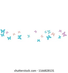 Summer Background with Colorful Butterflies. Simple Feminine Pattern for Card, Invitation, Print. Trendy Decoration with Beautiful Butterfly Silhouettes. Vector Background with Moth
