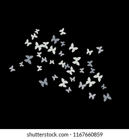 Summer Background with Colorful Butterflies. Simple Feminine Pattern for Card, Invitation, Print. Trendy Decoration with Beautiful Butterfly Silhouettes. Vector Background with Moth
