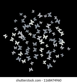 Summer Background with Colorful Butterflies. Simple Feminine Pattern for Card, Invitation, Print. Trendy Decoration with Beautiful Butterfly Silhouettes. Vector Background with Moth
