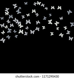 Summer Background with Colorful Butterflies. Simple Feminine Pattern for Card, Invitation, Print. Trendy Decoration with Beautiful Butterfly Silhouettes. Vector Background with Moth
