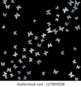 Summer Background with Colorful Butterflies. Simple Feminine Pattern for Card, Invitation, Print. Trendy Decoration with Beautiful Butterfly Silhouettes. Vector Background with Moth
