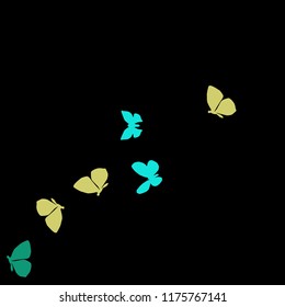 Summer Background with Colorful Butterflies. Simple Feminine Pattern for Card, Invitation, Print. Trendy Decoration with Beautiful Butterfly Silhouettes. Vector Background with Moth
