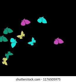 Summer Background with Colorful Butterflies. Simple Feminine Pattern for Card, Invitation, Print. Trendy Decoration with Beautiful Butterfly Silhouettes. Vector Background with Moth
