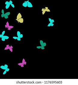 Summer Background with Colorful Butterflies. Simple Feminine Pattern for Card, Invitation, Print. Trendy Decoration with Beautiful Butterfly Silhouettes. Vector Background with Moth
