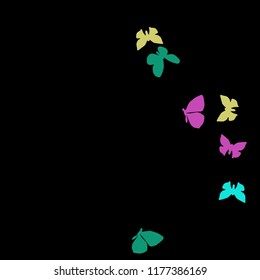 Summer Background with Colorful Butterflies. Simple Feminine Pattern for Card, Invitation, Print. Trendy Decoration with Beautiful Butterfly Silhouettes. Vector Background with Moth

