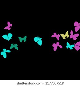 Summer Background with Colorful Butterflies. Simple Feminine Pattern for Card, Invitation, Print. Trendy Decoration with Beautiful Butterfly Silhouettes. Vector Background with Moth
