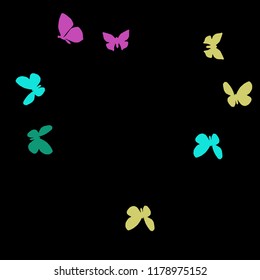 Summer Background with Colorful Butterflies. Simple Feminine Pattern for Card, Invitation, Print. Trendy Decoration with Beautiful Butterfly Silhouettes. Vector Background with Moth
