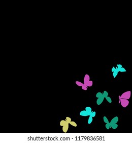 Summer Background with Colorful Butterflies. Simple Feminine Pattern for Card, Invitation, Print. Trendy Decoration with Beautiful Butterfly Silhouettes. Vector Background with Moth
