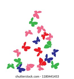 Summer Background with Colorful Butterflies. Simple Feminine Pattern for Card, Invitation, Print. Trendy Decoration with Beautiful Butterfly Silhouettes. Vector Background with Moth

