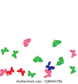 Summer Background with Colorful Butterflies. Simple Feminine Pattern for Card, Invitation, Print. Trendy Decoration with Beautiful Butterfly Silhouettes. Vector Background with Moth
