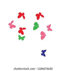 Summer Background with Colorful Butterflies. Simple Feminine Pattern for Card, Invitation, Print. Trendy Decoration with Beautiful Butterfly Silhouettes. Vector Background with Moth
