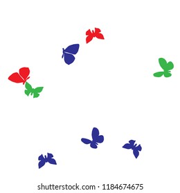 Summer Background with Colorful Butterflies. Simple Feminine Pattern for Card, Invitation, Print. Trendy Decoration with Beautiful Butterfly Silhouettes. Vector Background with Moth
