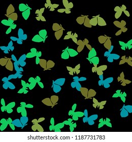 Summer Background with Colorful Butterflies. Simple Feminine Pattern for Card, Invitation, Print. Trendy Decoration with Beautiful Butterfly Silhouettes. Vector Background with Moth
