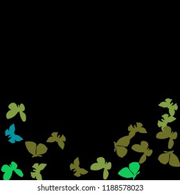 Summer Background with Colorful Butterflies. Simple Feminine Pattern for Card, Invitation, Print. Trendy Decoration with Beautiful Butterfly Silhouettes. Vector Background with Moth
