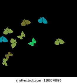 Summer Background with Colorful Butterflies. Simple Feminine Pattern for Card, Invitation, Print. Trendy Decoration with Beautiful Butterfly Silhouettes. Vector Background with Moth
