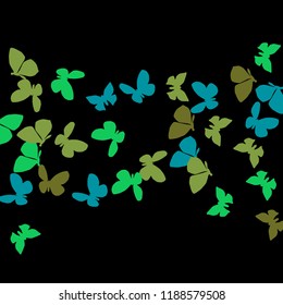 Summer Background with Colorful Butterflies. Simple Feminine Pattern for Card, Invitation, Print. Trendy Decoration with Beautiful Butterfly Silhouettes. Vector Background with Moth
