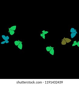 Summer Background with Colorful Butterflies. Simple Feminine Pattern for Card, Invitation, Print. Trendy Decoration with Beautiful Butterfly Silhouettes. Vector Background with Moth
