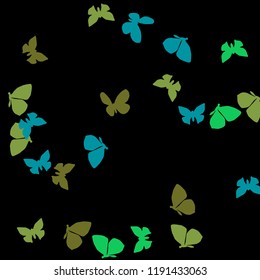 Summer Background with Colorful Butterflies. Simple Feminine Pattern for Card, Invitation, Print. Trendy Decoration with Beautiful Butterfly Silhouettes. Vector Background with Moth
