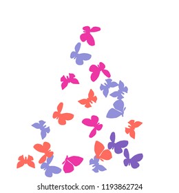 Summer Background with Colorful Butterflies. Simple Feminine Pattern for Card, Invitation, Print. Trendy Decoration with Beautiful Butterfly Silhouettes. Vector Background with Moth
