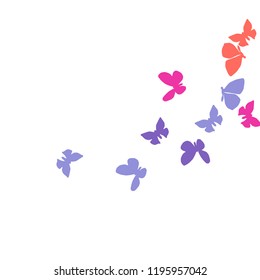 Summer Background with Colorful Butterflies. Simple Feminine Pattern for Card, Invitation, Print. Trendy Decoration with Beautiful Butterfly Silhouettes. Vector Background with Moth

