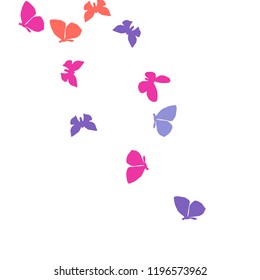 Summer Background with Colorful Butterflies. Simple Feminine Pattern for Card, Invitation, Print. Trendy Decoration with Beautiful Butterfly Silhouettes. Vector Background with Moth
