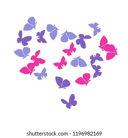 Summer Background with Colorful Butterflies. Simple Feminine Pattern for Card, Invitation, Print. Trendy Decoration with Beautiful Butterfly Silhouettes. Vector Background with Moth
