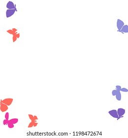 Summer Background with Colorful Butterflies. Simple Feminine Pattern for Card, Invitation, Print. Trendy Decoration with Beautiful Butterfly Silhouettes. Vector Background with Moth
