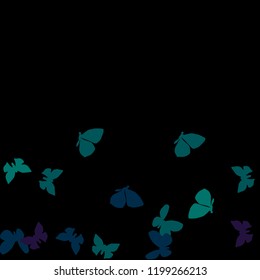 Summer Background with Colorful Butterflies. Simple Feminine Pattern for Card, Invitation, Print. Trendy Decoration with Beautiful Butterfly Silhouettes. Vector Background with Moth
