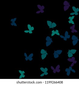 Summer Background with Colorful Butterflies. Simple Feminine Pattern for Card, Invitation, Print. Trendy Decoration with Beautiful Butterfly Silhouettes. Vector Background with Moth

