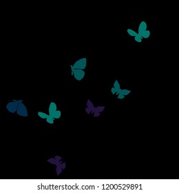 Summer Background with Colorful Butterflies. Simple Feminine Pattern for Card, Invitation, Print. Trendy Decoration with Beautiful Butterfly Silhouettes. Vector Background with Moth
