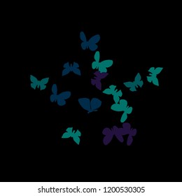 Summer Background with Colorful Butterflies. Simple Feminine Pattern for Card, Invitation, Print. Trendy Decoration with Beautiful Butterfly Silhouettes. Vector Background with Moth
