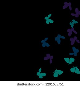 Summer Background with Colorful Butterflies. Simple Feminine Pattern for Card, Invitation, Print. Trendy Decoration with Beautiful Butterfly Silhouettes. Vector Background with Moth
