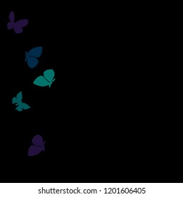 Summer Background with Colorful Butterflies. Simple Feminine Pattern for Card, Invitation, Print. Trendy Decoration with Beautiful Butterfly Silhouettes. Vector Background with Moth
